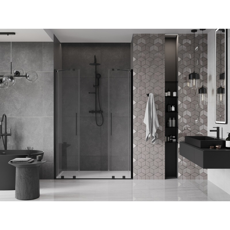 Mexen Velar Duo Duschschiebetüren 160 cm, transparent, schwarz - 871-160-000-02-70