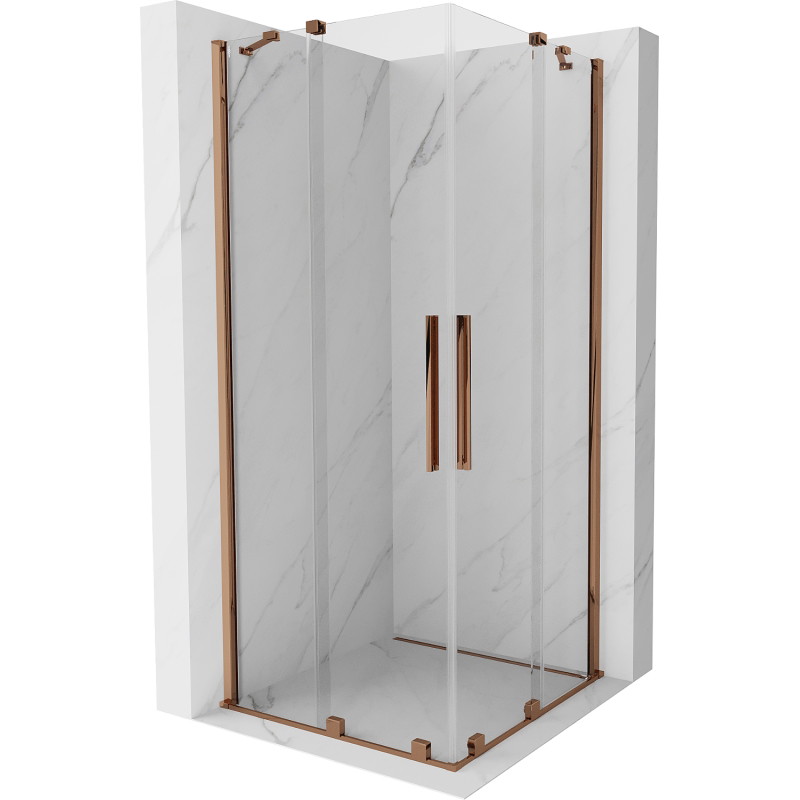 Mexen Velar Duo Duschkabine Schiebetüren 100 x 100 cm, transparent, Roségold - 871-100-100-02-60