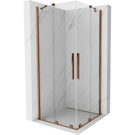Mexen Velar Duo Duschkabine Schiebetüren 100 x 100 cm, transparent, Roségold - 871-100-100-02-60