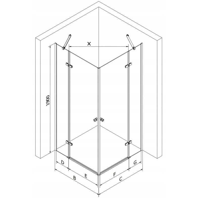 Mexen Roma Duo Duschkabine schwenkbar 90 x 80 cm, transparent, Chrom - 854-090-080-02-00