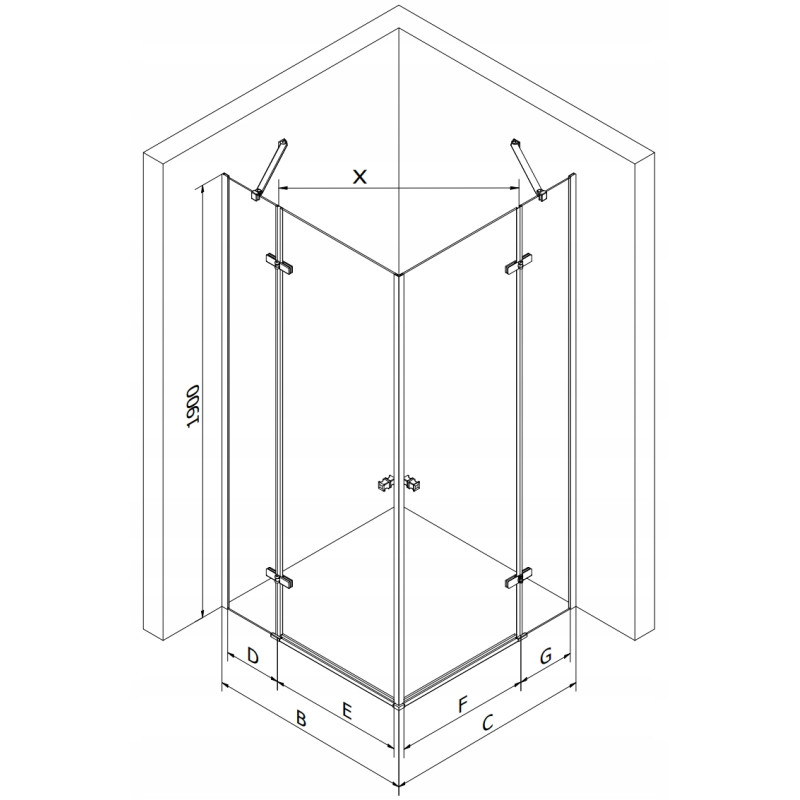 Mexen Roma Duo Duschkabine schwenkbar 120 x 110 cm, transparent, Chrom - 854-120-110-02-00