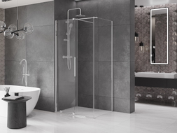 Mexen Velar Duschkabine schiebbar 90 x 75 cm, transparent, Chrom - 871-090-075-01-01