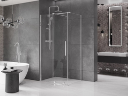 Mexen Velar verschiebbare Duschkabine 110 x 75 cm, transparent, Chrom - 871-110-075-01-01