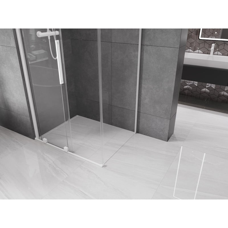 Mexen Velar Duschkabine Schiebetür 130 x 85 cm, transparent, weiß - 871-130-085-01-20