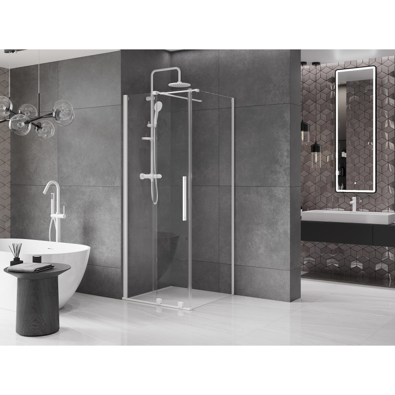 Mexen Velar Duschkabine schiebbar 110 x 110 cm, transparent, weiß - 871-110-110-01-20