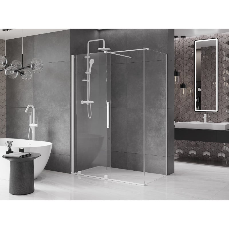 Mexen Velar Duschkabine Schiebetür 160 x 75 cm, transparent, weiß - 871-160-075-01-20