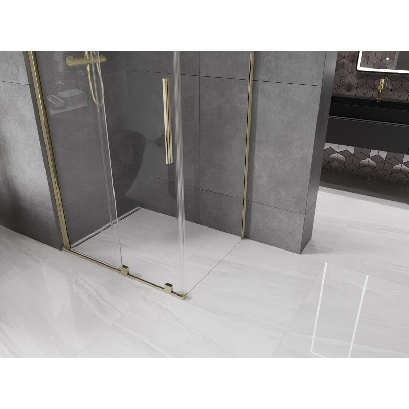 Mexen Velar Duschkabine Schiebetür 90 x 70 cm, transparent, gold - 871-090-070-01-50