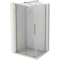 Mexen Velar ausziehbare Duschabtrennung 90 x 80 cm, transparent, Gold - 871-090-080-01-50