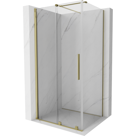 Mexen Velar ausziehbare Duschabtrennung 90 x 85 cm, transparent, Gold - 871-090-085-01-50