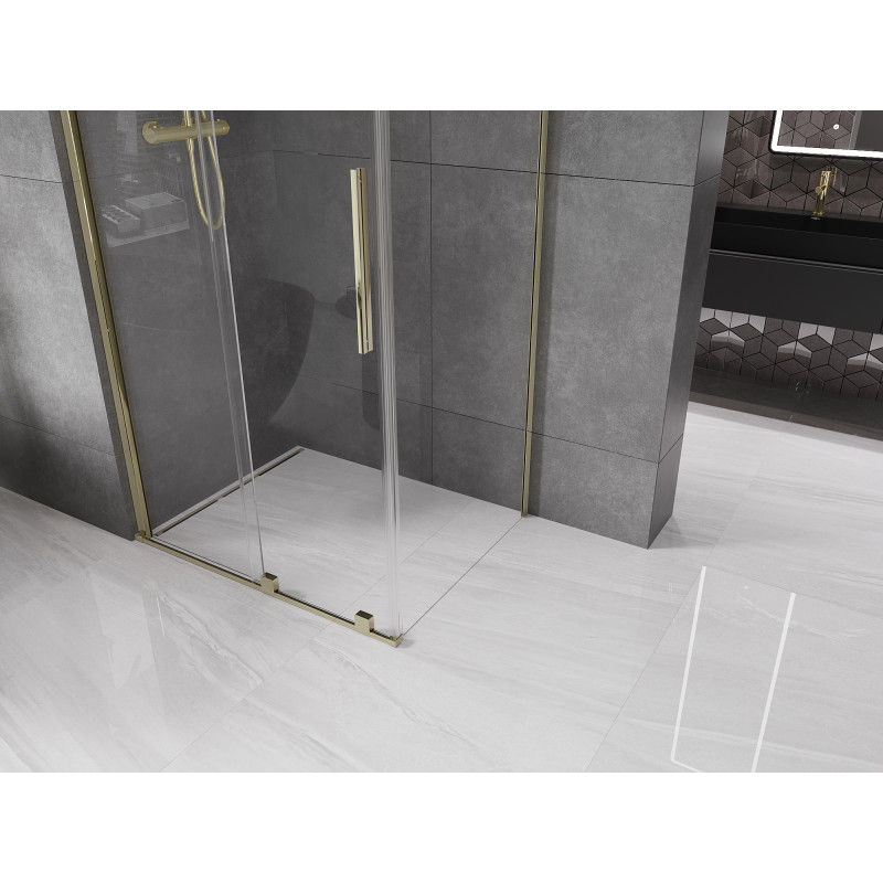 Mexen Velar Duschkabine, verschiebbar, 110 x 80 cm, transparent, golden - 871-110-080-01-50