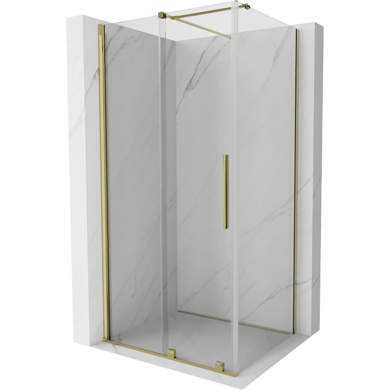 Mexen Velar ausziehbare Duschabtrennung 110 x 85 cm, transparent, Gold - 871-110-085-01-50