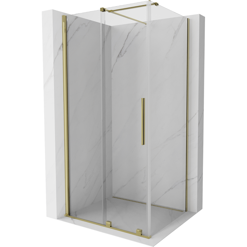 Mexen Velar ausziehbare Duschabtrennung 130 x 90 cm, transparent, Gold - 871-130-090-01-50