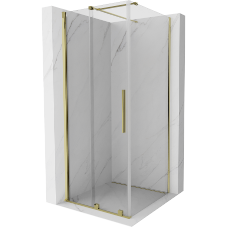 Mexen Velar ausziehbare Duschabtrennung 90 x 90 cm, transparent, Gold - 871-090-090-01-50