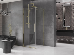 Mexen Velar Duschkabine Schiebetür 120 x 120 cm, transparent, gold - 871-120-120-01-50
