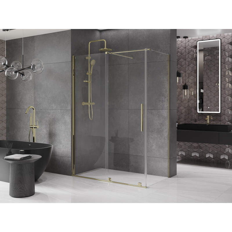 Mexen Velar Schiebeduschkabine 140 x 70 cm, transparent, gold - 871-140-070-01-50