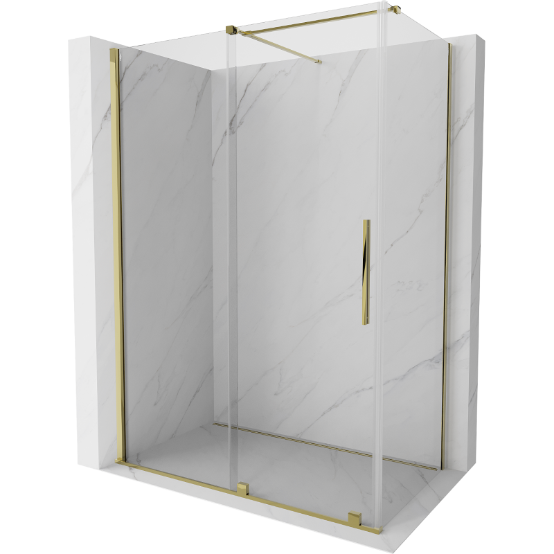 Mexen Velar Schiebetür-Duschkabine 140 x 85 cm, transparent, gold - 871-140-085-01-50
