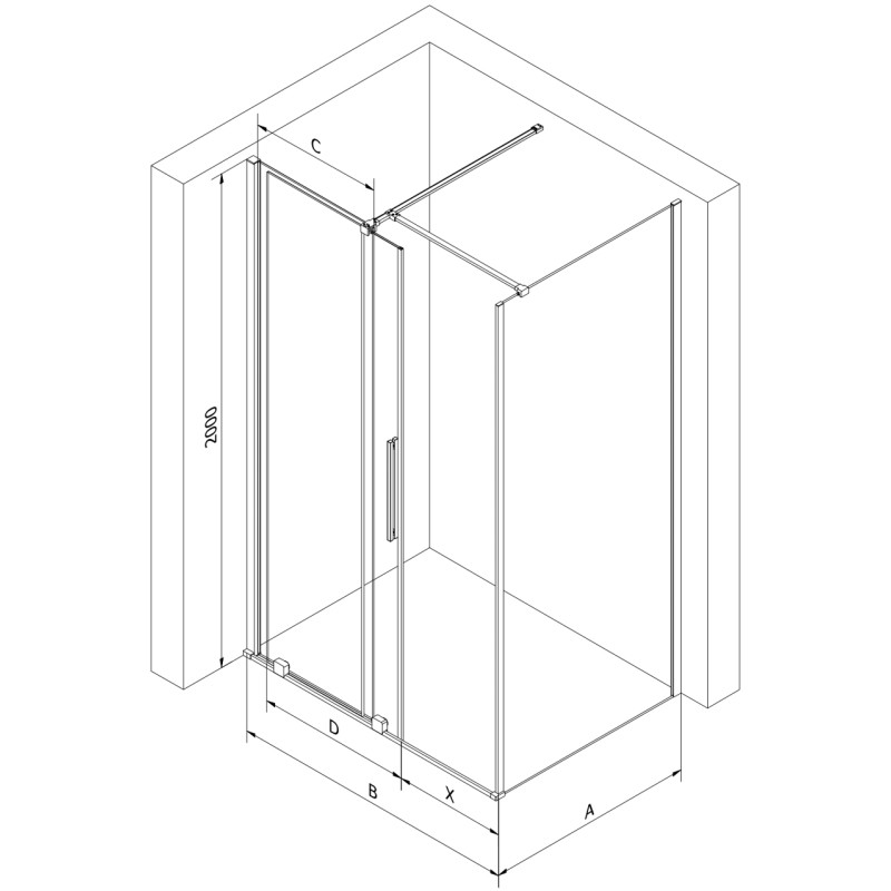 Mexen Velar 150 x 75 cm, verschiebbare Duschkabine, transparent, gold - 871-150-075-01-50