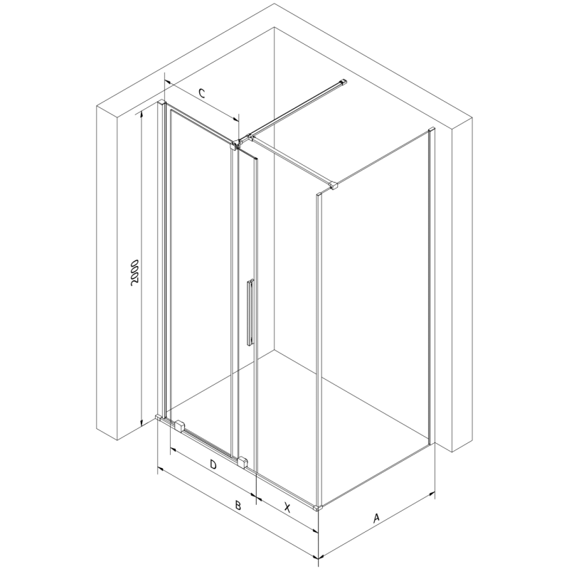 Mexen Velar Schiebeduschkabine 150 x 75 cm, transparent, gold - 871-150-075-01-50