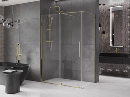 Mexen Velar Duschkabine Schiebetür 160 x 90 cm, transparent, gold - 871-160-090-01-50