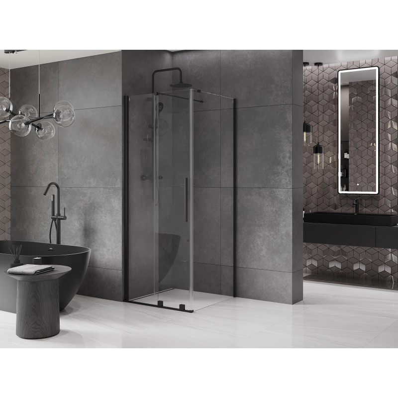 Mexen Velar Duschkabine Schiebetür 120 x 120 cm, transparent, schwarz - 871-120-120-01-70