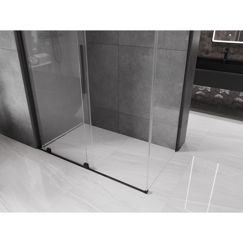 Mexen Velar schiebbare Duschkabine 140 x 75 cm, transparent, schwarz - 871-140-075-01-70