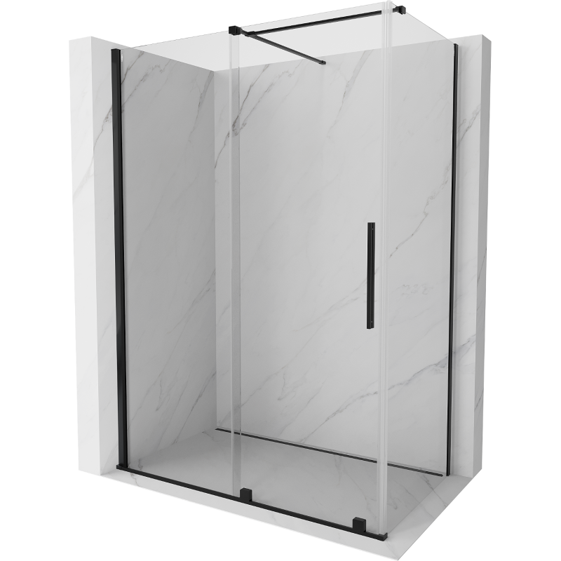 Mexen Velar Duschkabine, verschiebbar 150 x 80 cm, transparent, schwarz - 871-150-080-01-70