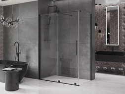 Mexen Velar Duschkabine schiebbar 160 x 90 cm, transparent, schwarz - 871-160-090-01-70