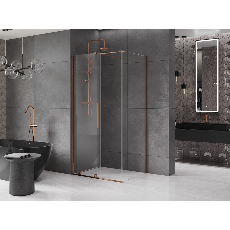 Mexen Velar Duschkabine schiebbar 90 x 80 cm, transparent, Roségold - 871-090-080-01-60