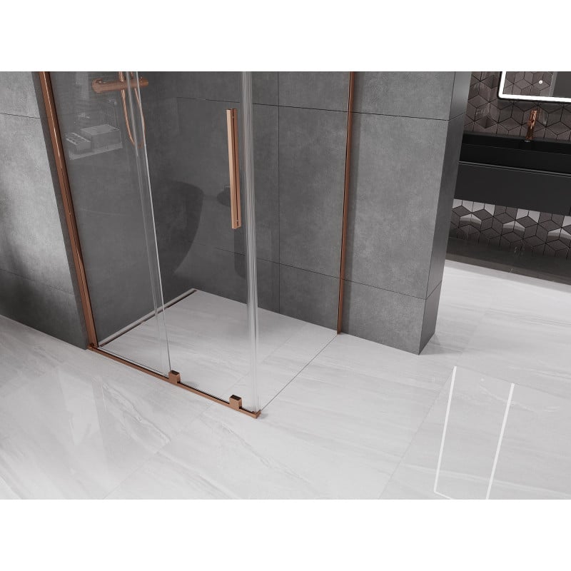 Mexen Velar Duschkabine, verschiebbar 100 x 70 cm, transparent, Roségold - 871-100-070-01-60