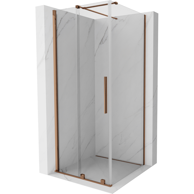 Mexen Velar Duschkabine Schiebetür 120 x 120 cm, transparent, Roségold - 871-120-120-01-60