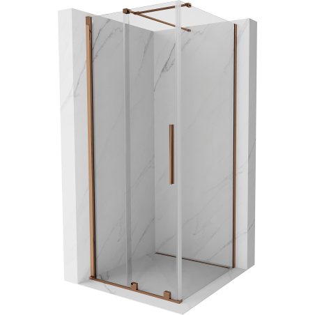 Mexen Velar Duschkabine Schiebetür 120 x 120 cm, transparent, Roségold - 871-120-120-01-60