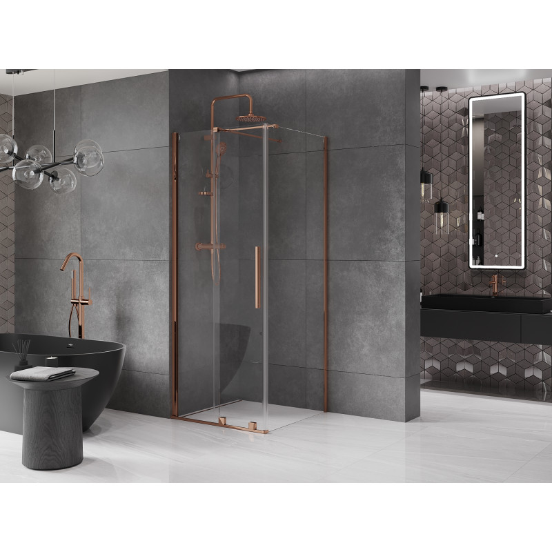 Mexen Velar Duschkabine Schiebetür 120 x 120 cm, transparent, Roségold - 871-120-120-01-60