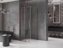 Mexen Velar Duschkabine Schiebetür 120 x 120 cm, transparent, Roségold - 871-120-120-01-60