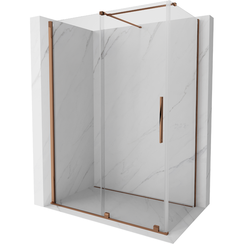 Mexen Velar Duschkabine, verschiebbar, 130 x 75 cm, transparent, Roségold - 871-130-075-01-60