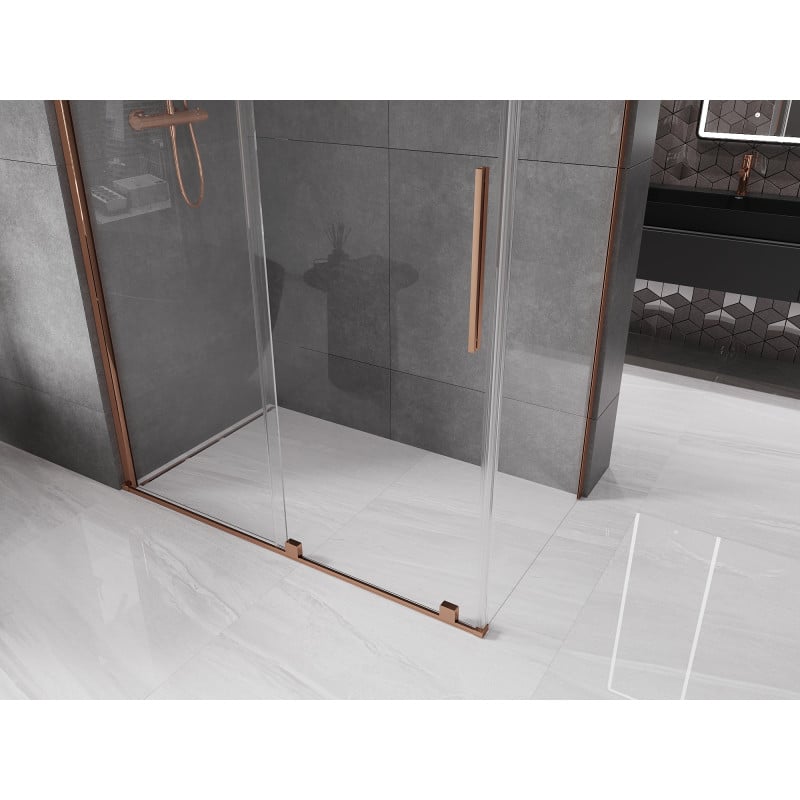 Mexen Velar Duschkabine, verschiebbar, 130 x 75 cm, transparent, Roségold - 871-130-075-01-60