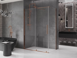 Mexen Velar Duschkabine, verschiebbar, 130 x 75 cm, transparent, Roségold - 871-130-075-01-60