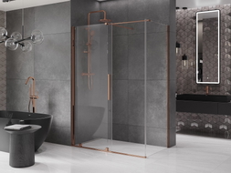 Mexen Velar Duschkabine Schiebetür 140 x 75 cm, transparent, Roségold - 871-140-075-01-60