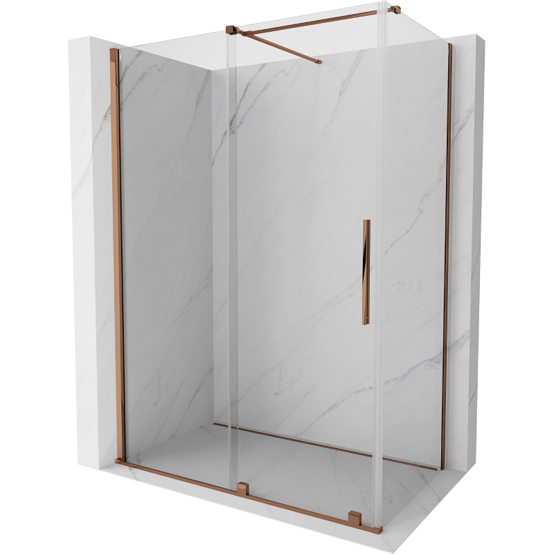 Mexen Velar Duschkabine schiebbar 140 x 80 cm, transparent, Roségold - 871-140-080-01-60