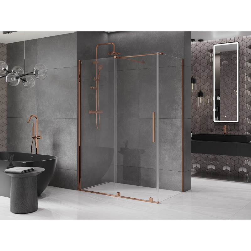 Mexen Velar Duschkabine, Schiebetür 150 x 85 cm, transparent, Roségold - 871-150-085-01-60