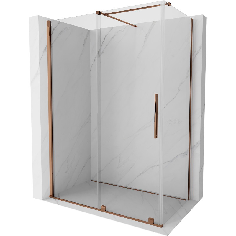Mexen Velar Schiebeduschkabine 160 x 90 cm, transparent, Roségold - 871-160-090-01-60