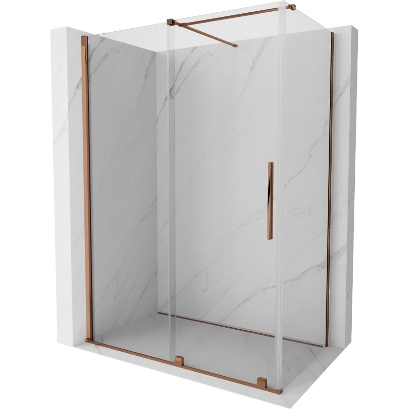 Mexen Velar verschiebbare Duschkabine 160 x 90 cm, transparent, Roségold - 871-160-090-01-60