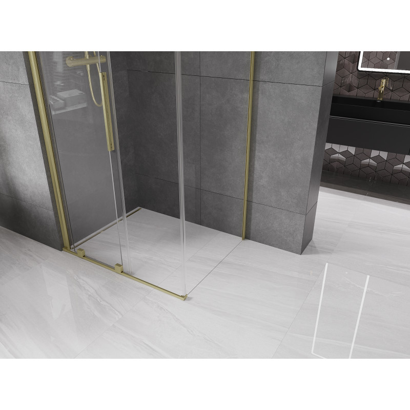 Mexen Velar Duschkabine Schiebetür 90 x 120 cm, transparent, gebürstetes Gold - 871-090-120-01-55