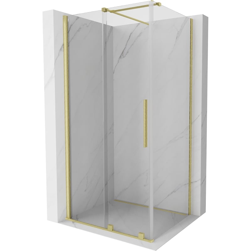 Mexen Velar Schiebeduschkabine 100 x 70 cm, transparent, gebürstet gold - 871-100-070-01-55