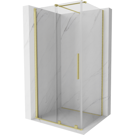 Mexen Velar Schiebeduschkabine 100 x 85 cm, transparent, gebürstetes Gold - 871-100-085-01-55