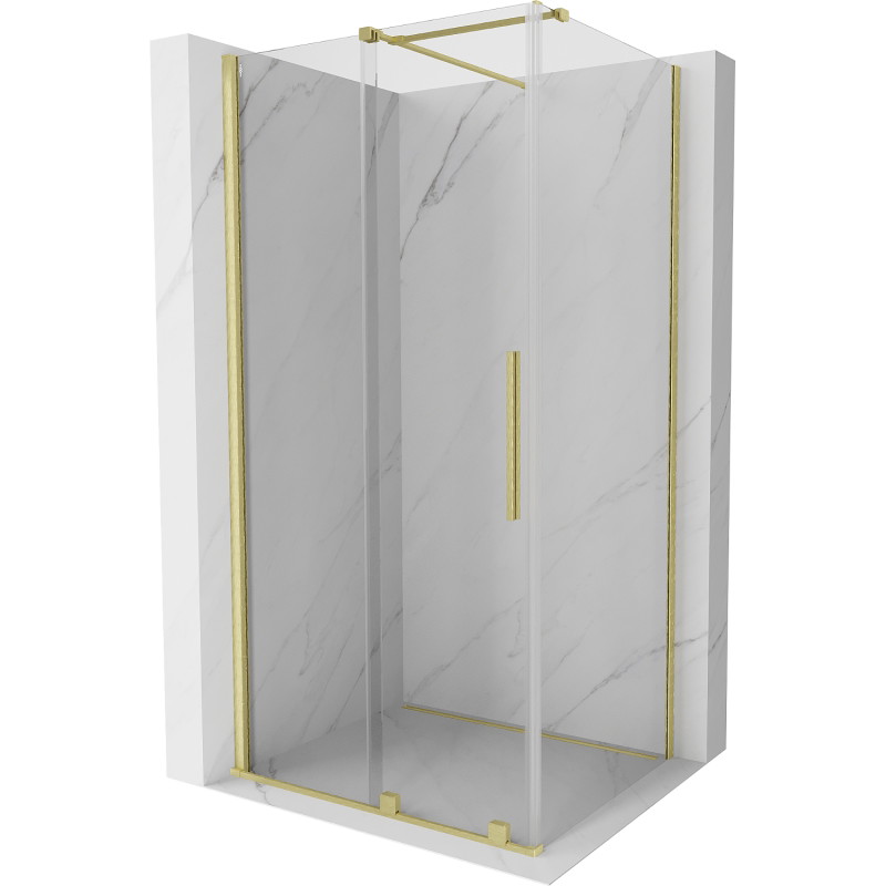 Mexen Velar Schiebeduschkabine 100 x 90 cm, transparent, gebürstetes Gold - 871-100-090-01-55