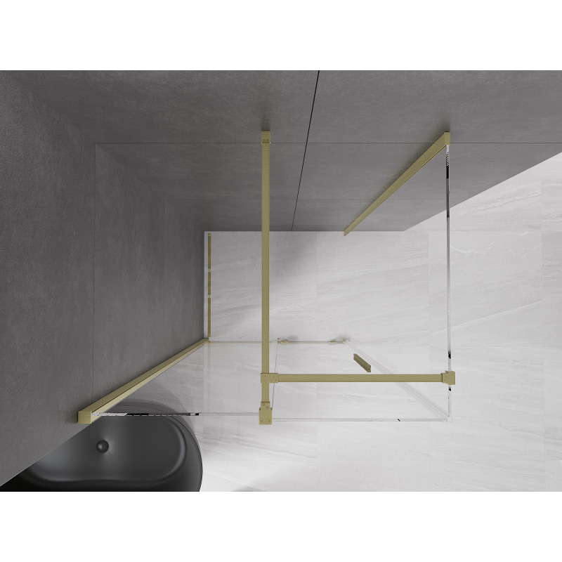 Mexen Velar Duschkabine Schiebetür 100 x 90 cm, transparent, gebürstetes Gold - 871-100-090-01-55