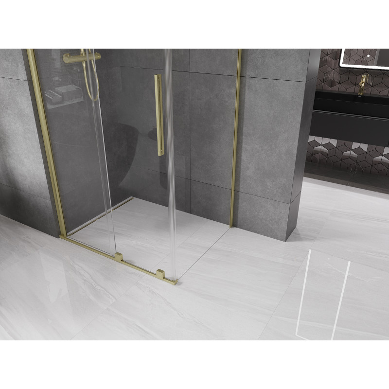 Mexen Velar Schiebeduschkabine 110 x 70 cm, transparent, gebürstetes Gold - 871-110-070-01-55