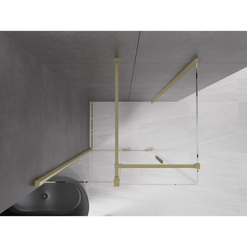 Mexen Velar Duschkabine Schiebetür 140 x 90 cm, transparent, gebürstetes Gold - 871-140-090-01-55