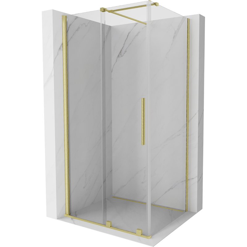 Mexen Velar Schiebeduschkabine 150 x 100 cm, transparent, gebürstetes Gold - 871-150-100-01-55