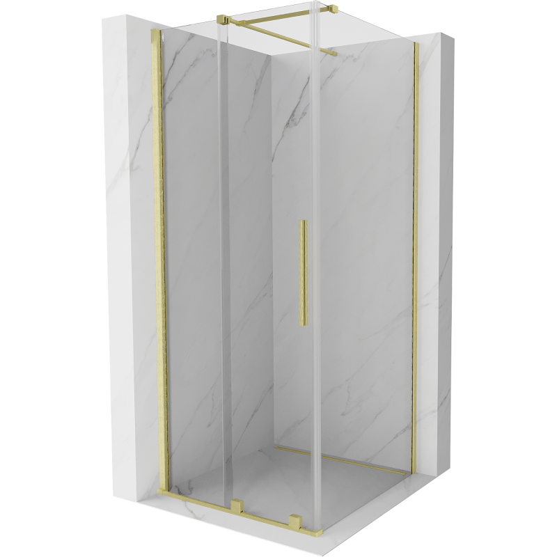 Mexen Velar Schiebeduschkabine 100 x 100 cm, transparent, gebürstet gold - 871-100-100-01-55